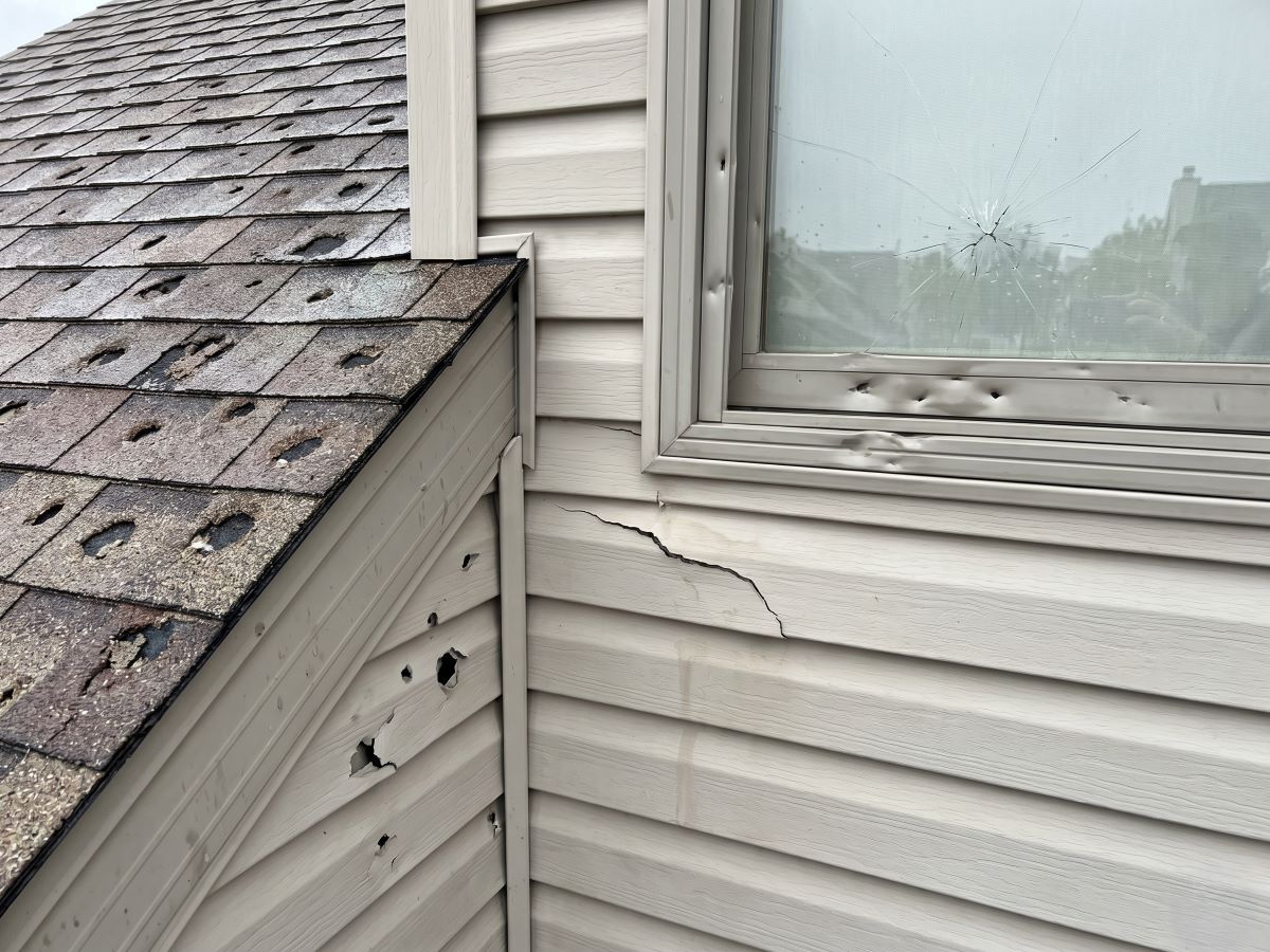 Hail damage to roofing